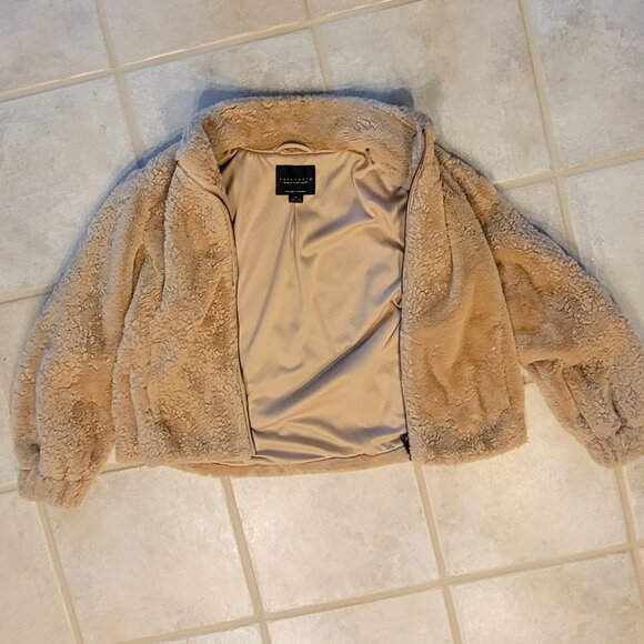Sanctuary Faux Fur Teddy Soft Fully Lined Neutral Bomber Jacket Sz Med - Picture 6 of 11